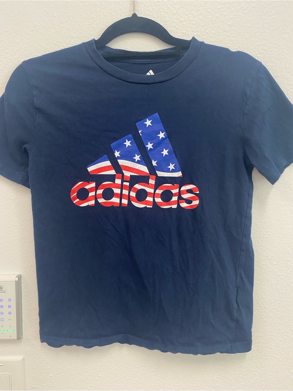 adidas Navy Tee with American Flag Logo